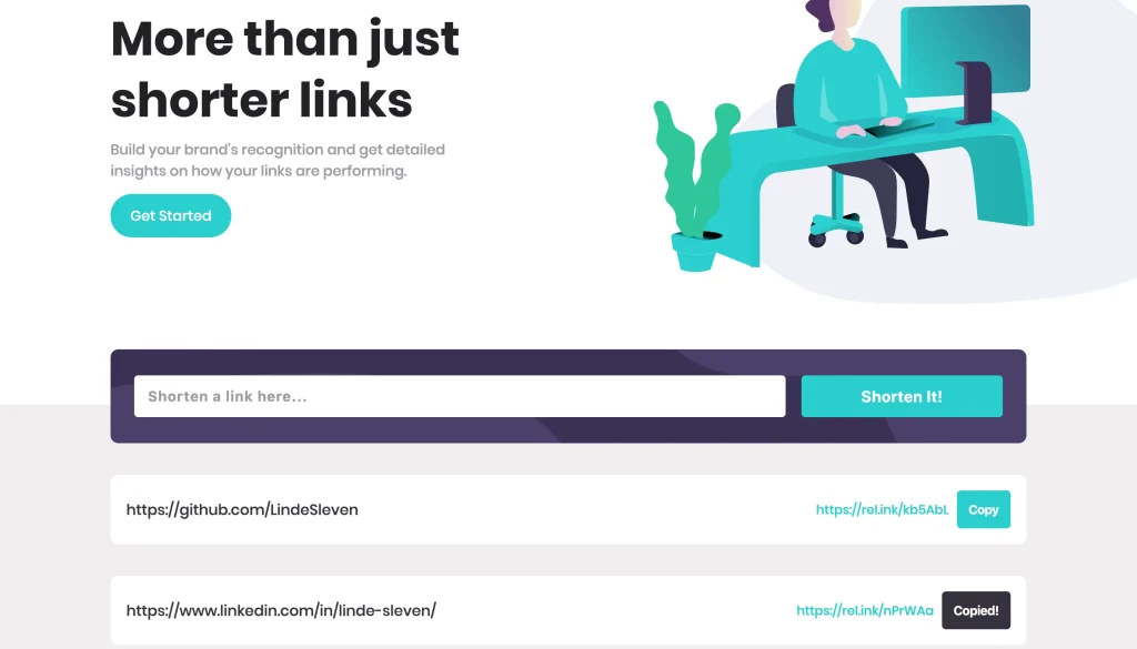 URL Shortening Landing Page- front end project for beginners